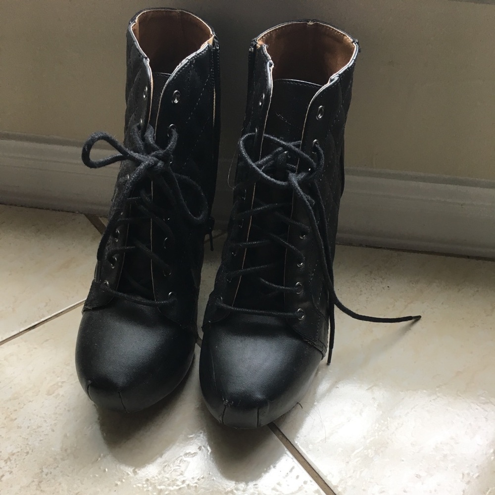 Charlotte Russe black lace up booties